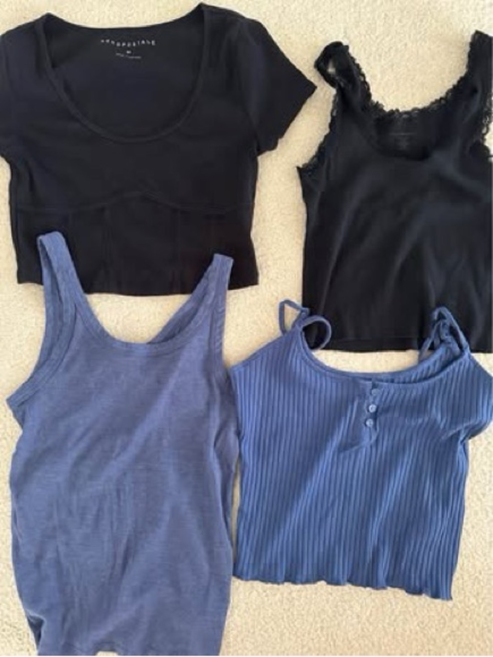 Brandy Aeropostale American Eagle Black & Blue Tank and Scoop Top Set